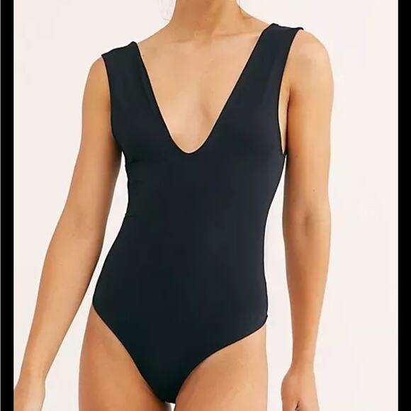 Free People Black Keep It Sleek Duo Bodysuit size s new with tags - Picture 2 of 4